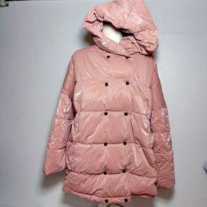 Zara dusty pink puffer coat like new condition